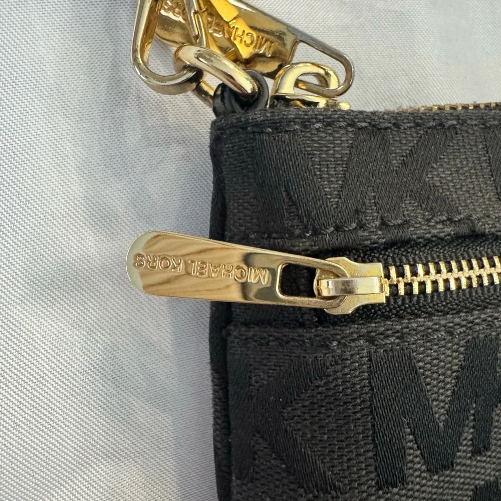Michael Kors Jet Set Black Logo Canvas Wristlet Small